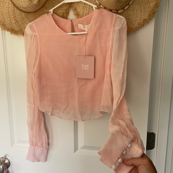 TVF for DVF cropped pink chiffon top! Sz SM! NWT - Picture 2 of 8